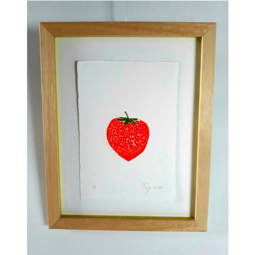 Encadrement d'art - gravure fraise (eau forte) 12/18cm (encadré 20/25cm) tirage limité (25ex)